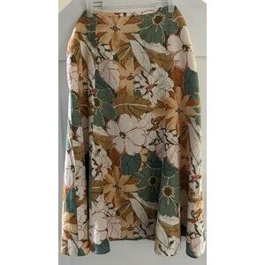 Jones Wear A-Line Skirt Floral Print Mid-Calf Women’s Size 16 Linen Cotton Blend